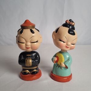 Vintage MCM Asian Set Bobblehead Nodders Figures